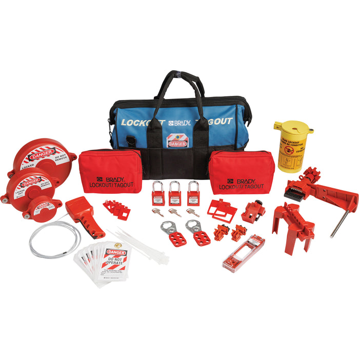Lockout Tagout Kit with Nylon Safety Lockout Padlocks in Duffel Bag, Electrical/Valve Kit, 31 Components