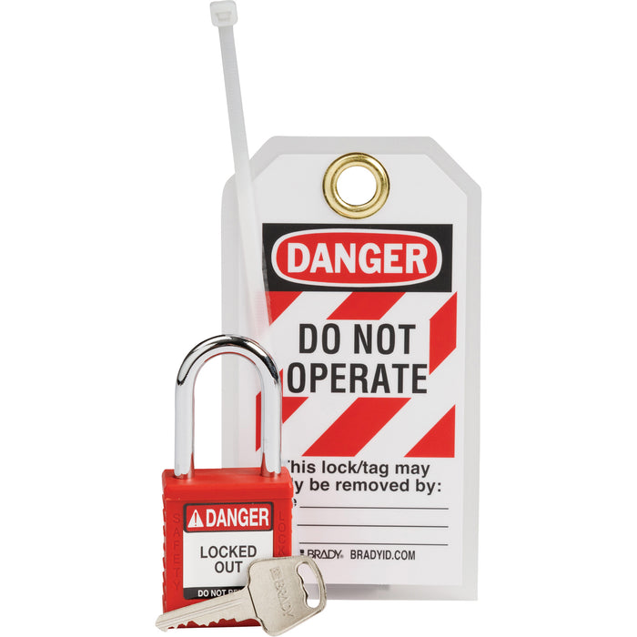 Nylon Safety Lockout Padlock & Tag Kit, 3 Components