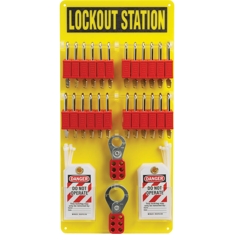 Lockout Board with Keyed Different Nylon Safety Lockout Padlocks, Plastic Padlocks, 24 Padlock Capacity, Padlocks Included