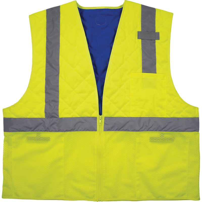 Chill-Its 6668 Safety Cooling Vest, Large, High Visibility Lime-Yellow