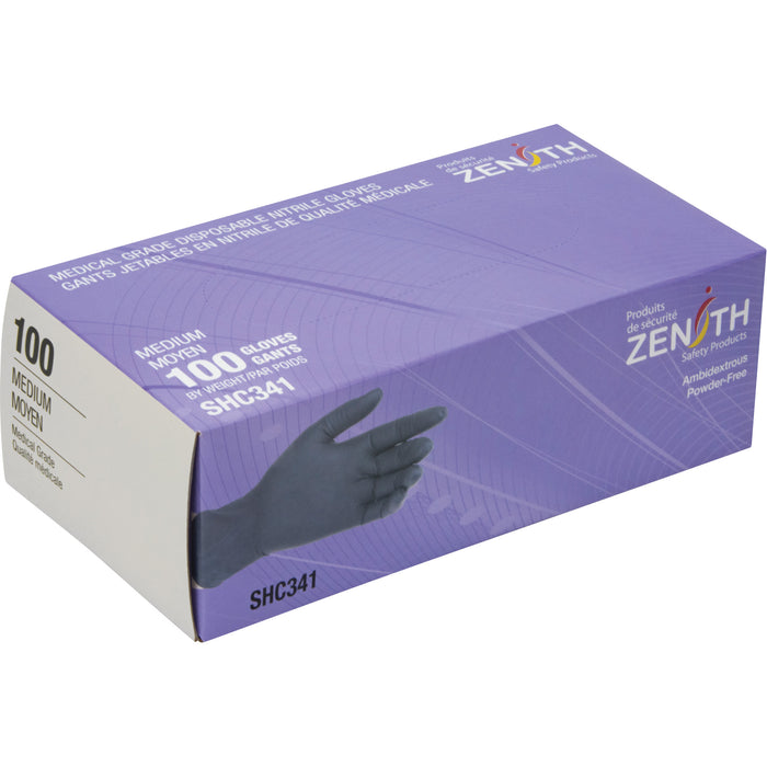 Medical Grade Disposable Gloves, Medium, Nitrile, 6-mil, Powder-Free, Black, Class 2