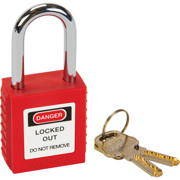 Lock for Lockouts, Safety Padlock, Keyed Different, Thermoplastic, 1-1/2" Width