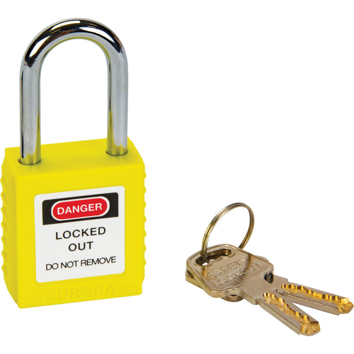 Lock for Lockouts, Safety Padlock, Keyed Different, Thermoplastic, 1-1/2" Width