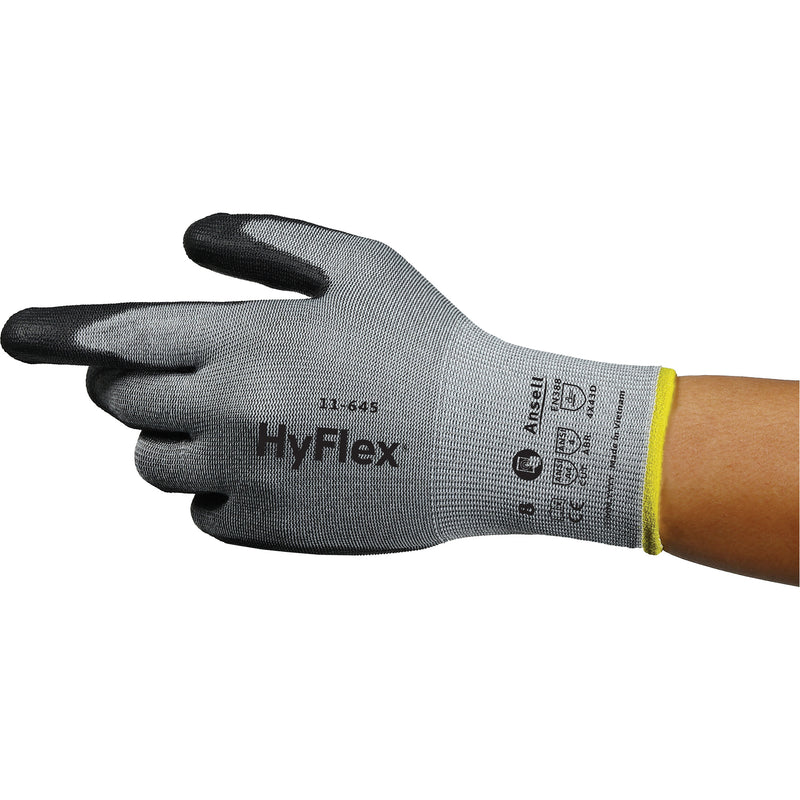 HyFlex® 11-645 Cut-Resistant Gloves, Size 8, 13 Gauge, Polyurethane Coated, Intercept™ Shell, ASTM ANSI Level A4/EN 388 Level D
