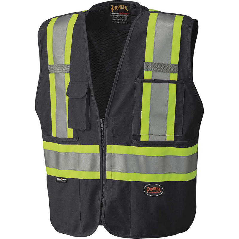 6937 Tear-Away Safety Mesh-Back Vest, Black, X-Large, Polyester