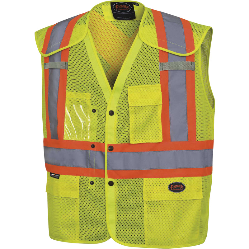 6939A Drop-Shoulder Safety Vest with Snaps, High Visibility Lime-Yellow, Medium/Small, Polyester