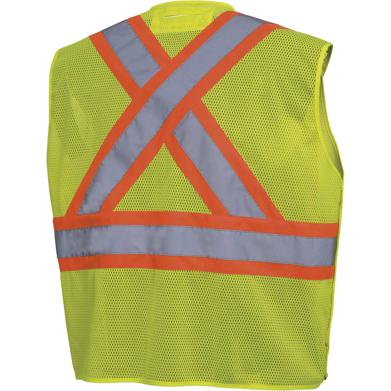 6939A Drop-Shoulder Safety Vest with Snaps, High Visibility Lime-Yellow, 2X-Large/3X-Large, Polyester