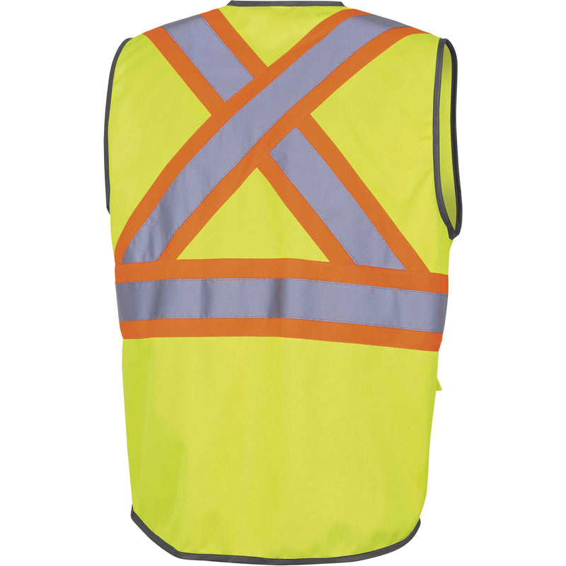 6959 Zip-Front Safety Vest, High Visibility Lime-Yellow, Large, Polyester