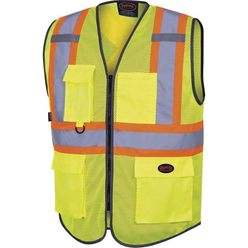 6961 Front Mesh Safety Vest, High Visibility Lime-Yellow, Medium, Polyester