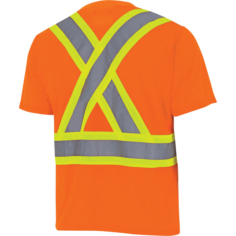 6990 Bird's-Eye Safety Shirt, Polyester, 4X-Large, High Visibility Orange