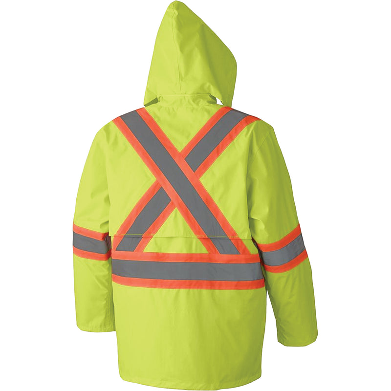 5609 210D Waterproof Rain Suit, Polyester/PVC, 3X-Large, High Visibility Lime-Yellow
