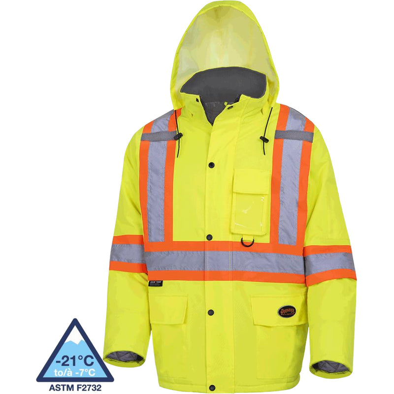 5031 Waterproof Quilted Safety Parka, High Visibility Lime-Yellow, Medium