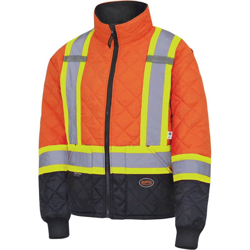 5015 Quilted Freezer Jacket, Polyester, Black/High Visibility Orange, Large