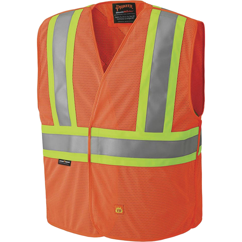 6914A Flame Resistant Safety Vest, High Visibility Orange, Large/X-Large, Polyester