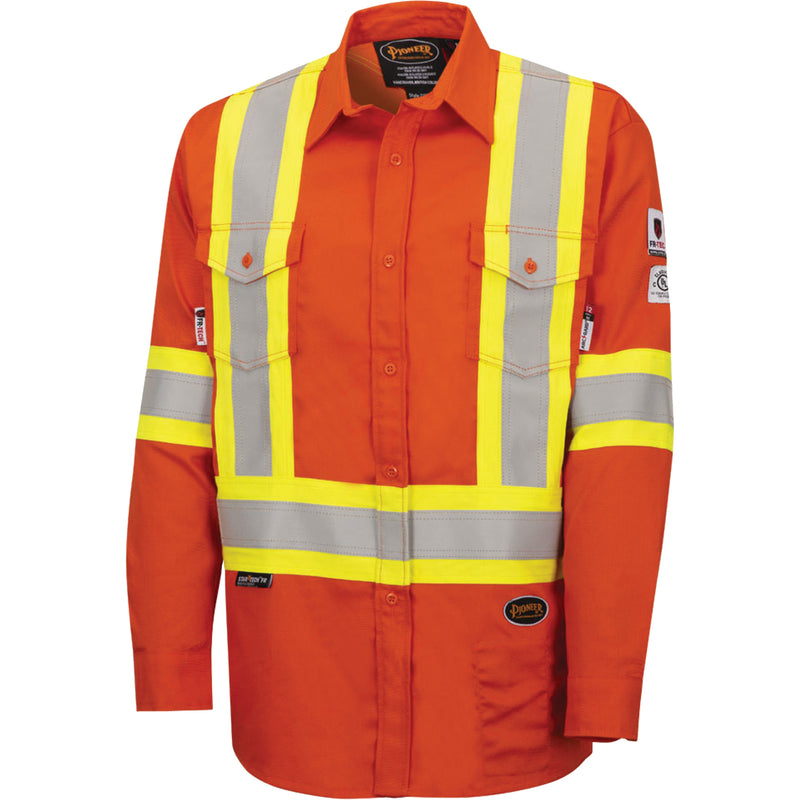 7743 FR-Tech® Flame-Resistant Safety Shirt, Large, High Visibility Orange