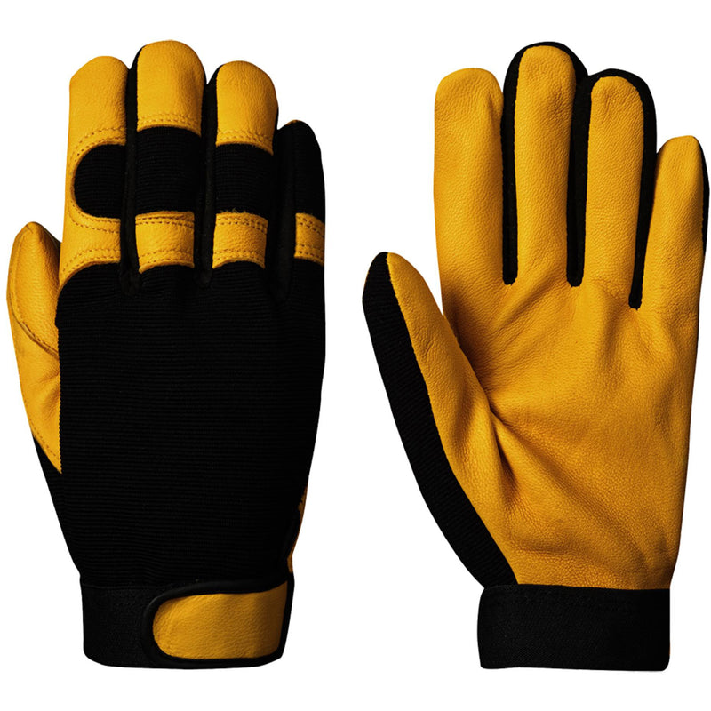 890 Mechanic's Style Ergonomic Gloves, Grain Goatskin Palm, Size Large
