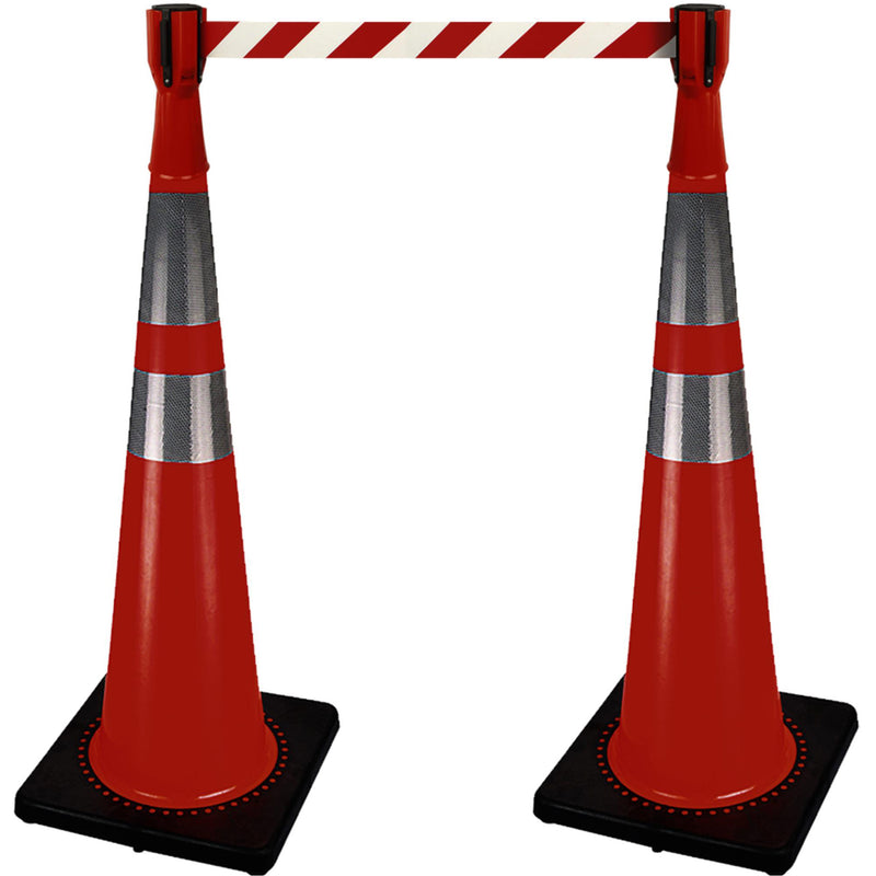Cône de signalisation avec ruban de barricade de 10 pieds