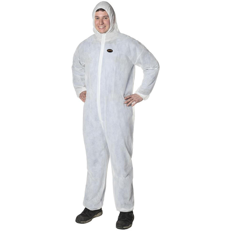 2035 Disposable Coveralls, Large, White, Polypropylene