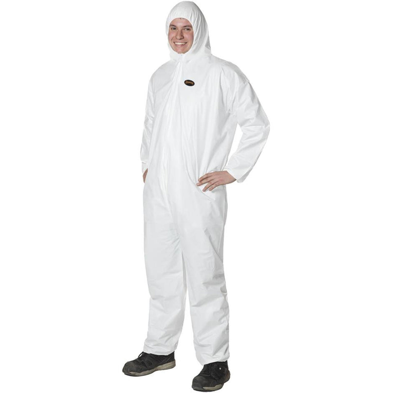 2055 Disposable Coveralls, Large, White, Microporous