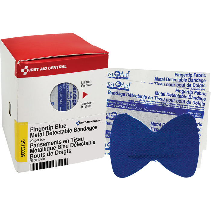 Fingertip Blue Detectable Bandages, Fingertip, Fabric Metal Detectable, Sterile