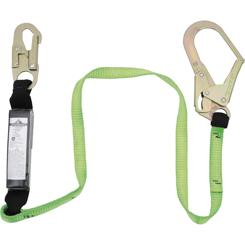 SA-5402-4 Shock Absorbing Lanyard, 4', Rebar Hook Center, Snap Hook Leg Ends, Polyester