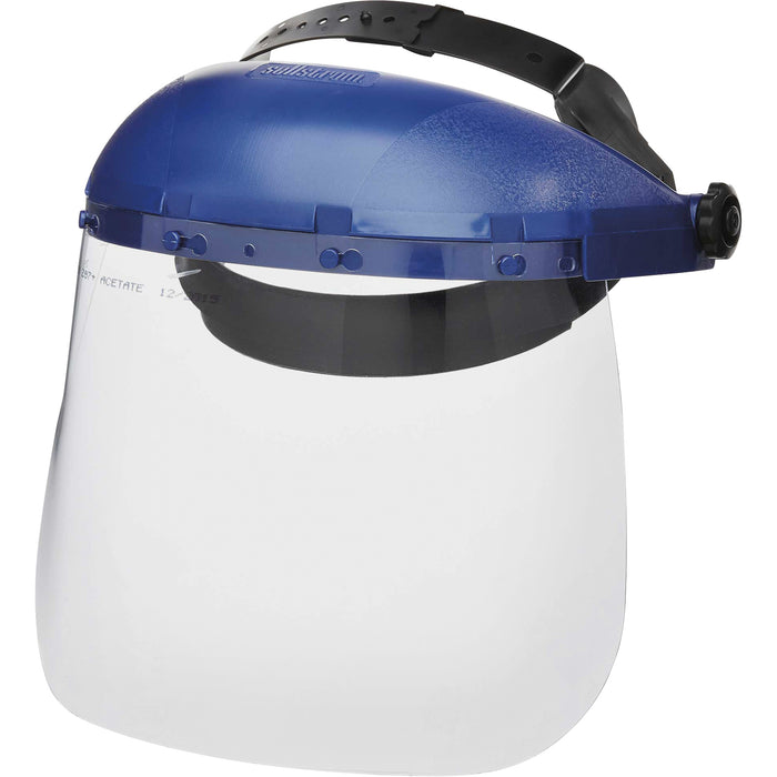 390 Premium Series Single Crown Uncoated Faceshield, Acetate, Ratchet Suspension