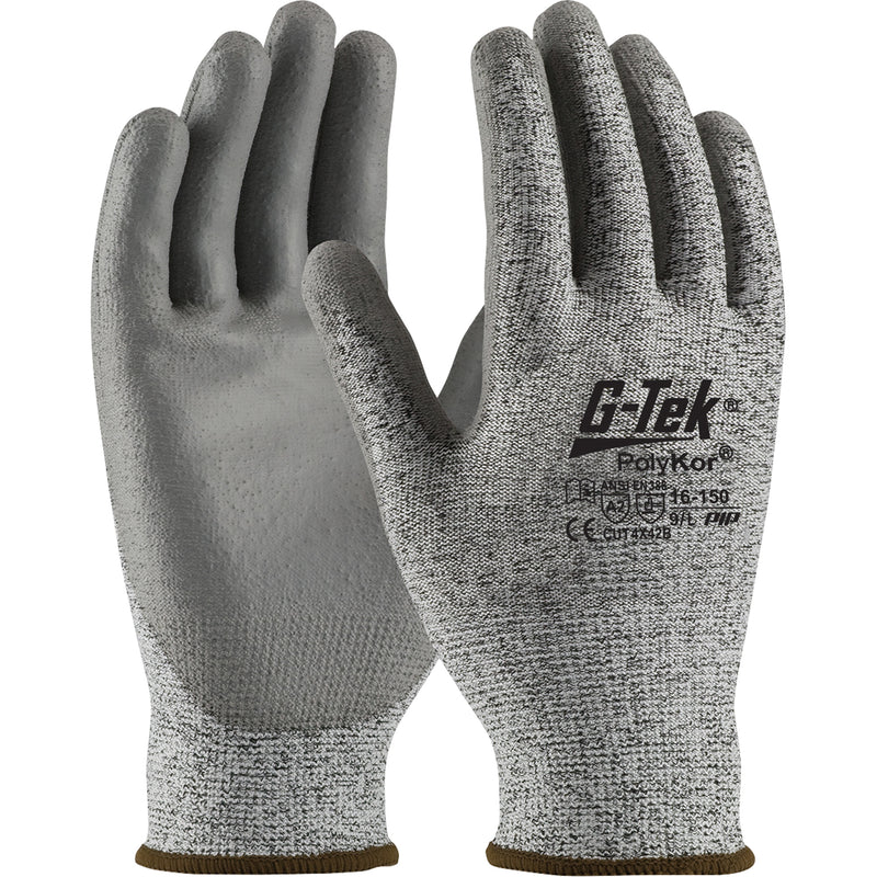 G-Tek® Seamless Knit Cut-Resistant Gloves, Size Large, 13 Gauge, Polyurethane Coated, PolyKor® Shell, ASTM ANSI Level A2/EN 388 Level B