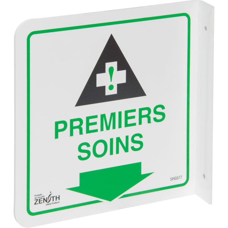 90° Projection de l'enseigne "Premiers Soins"