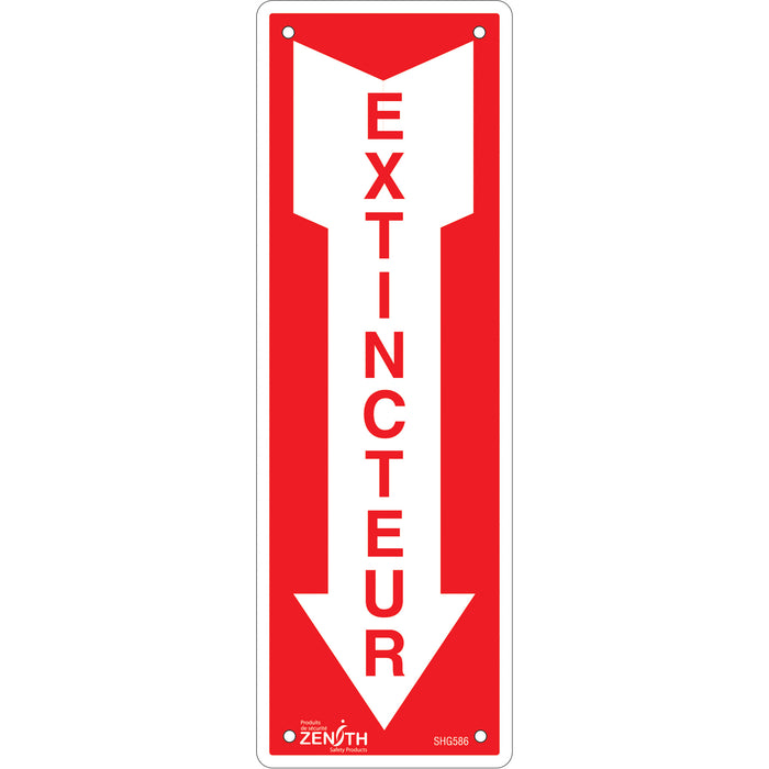 "Extincteur" Sign, 12" x 4", Aluminum, French with Pictogram