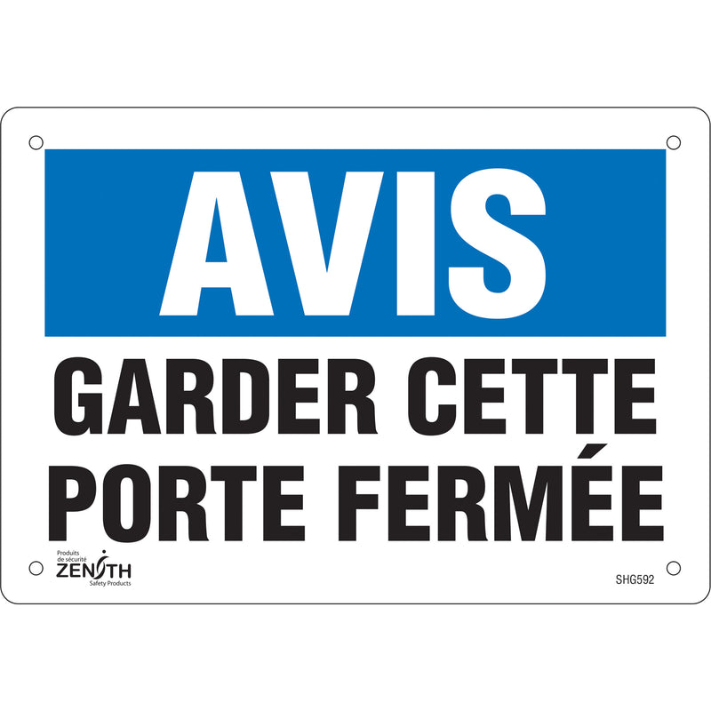 "Porte fermée" Sign, 7" x 10", Vinyl, French