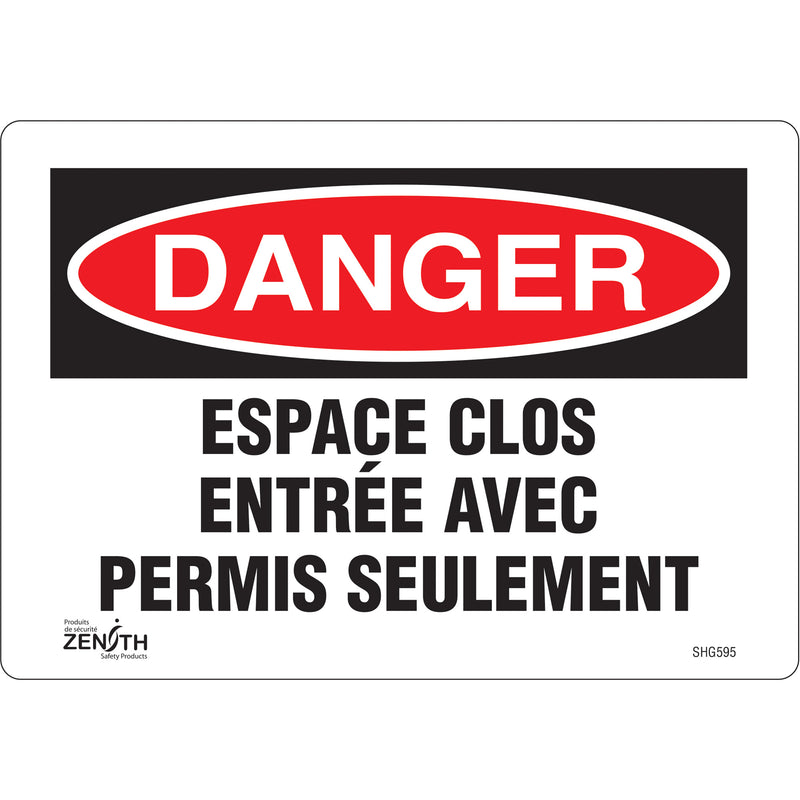 Panneau "Espace clos"