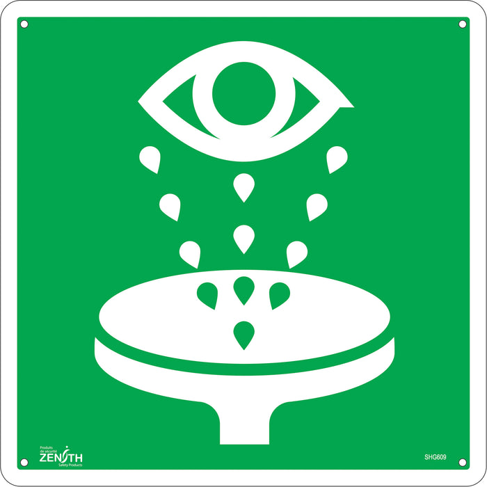 Eye Wash CSA Standard Safety Sign, 12" x 12", Aluminum, Pictogram