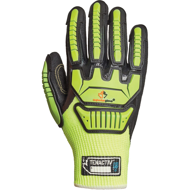 High-Visibility Cut-Resistant Gloves, Size Large/9, 10 Gauge, Nitrile Coated, TenActiv™ Shell, ASTM ANSI Level A5
