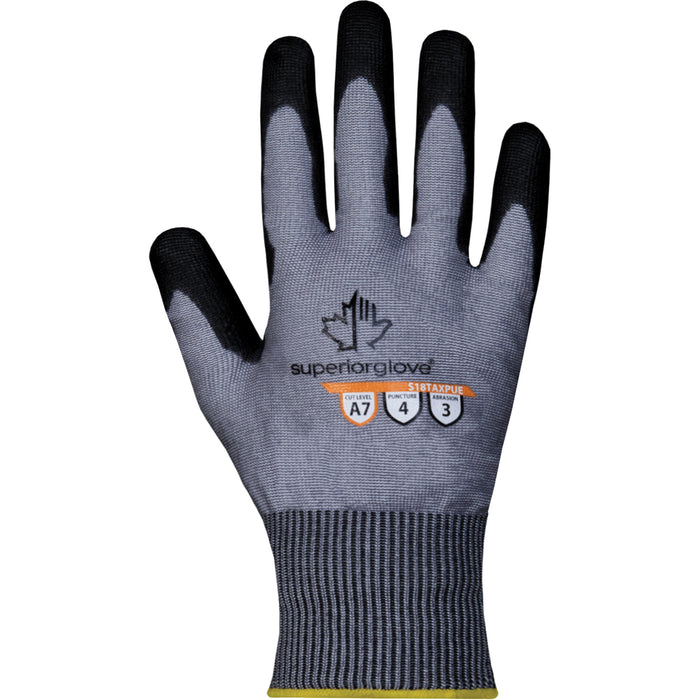 S18TAXPUE Cut-Resistant Gloves, Size 9, 18 Gauge, Polyurethane Coated, TenActiv™ Shell, ASTM ANSI Level A7