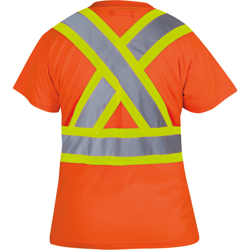 6948 Women's Bird's-Eye Safety T-Shirt, Polyester, Small, High Visibility Orange