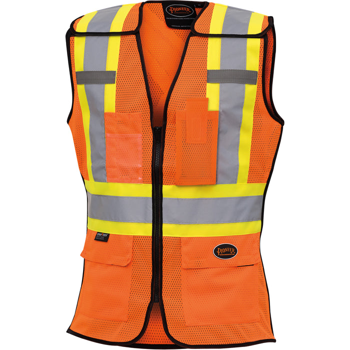 486 Women's High-Visibility Safety Tear-Away Vest, High Visibility Orange, Small, Polyester