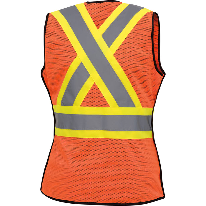 486 Women's High-Visibility Safety Tear-Away Vest, High Visibility Orange, Small, Polyester