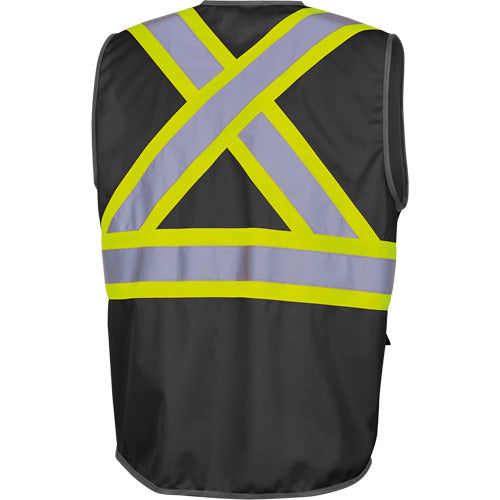 6959BK Tricot High-Visibility Safety Vest with Zipper Closure