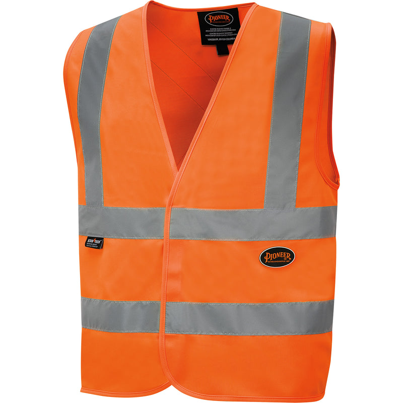 6885 High-Visibility Tricot Safety Vest, High Visibility Orange, Medium, Polyester