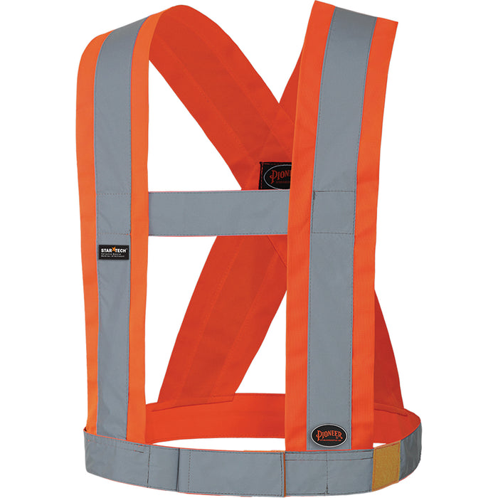 5491 High-Visibility 4" Wide Adjustable Safety Sash, Meets/Exceeds CSA Z96 Class 2 - Level 2, High Visibility Orange, Silver Reflective Colour, One Size