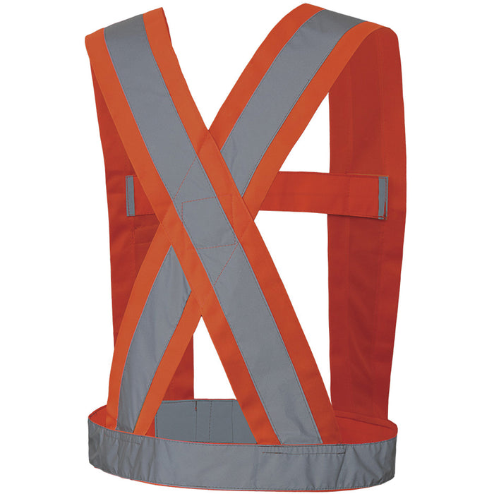 5491 High-Visibility 4" Wide Adjustable Safety Sash, Meets/Exceeds CSA Z96 Class 2 - Level 2, High Visibility Orange, Silver Reflective Colour, One Size