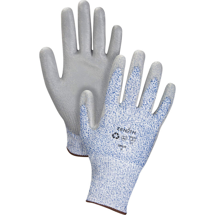 Eco-Friendly Stretch Cut-Resistant Gloves, Size 10, 13 Gauge, Polyurethane Coated, HPPE/RPET Shell, ASTM ANSI Level A2