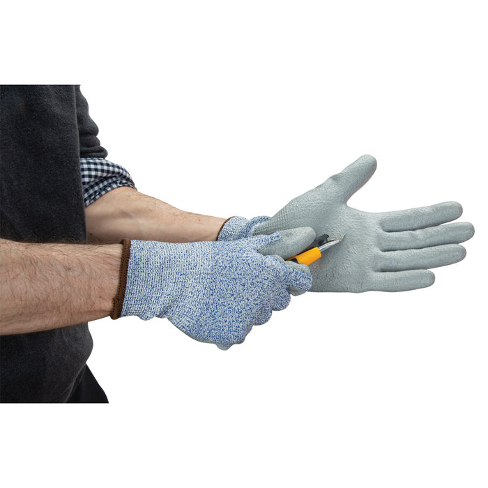 Eco-Friendly Stretch Cut-Resistant Gloves, Size 7, 13 Gauge, Polyurethane Coated, HPPE/RPET Shell, ASTM ANSI Level A2