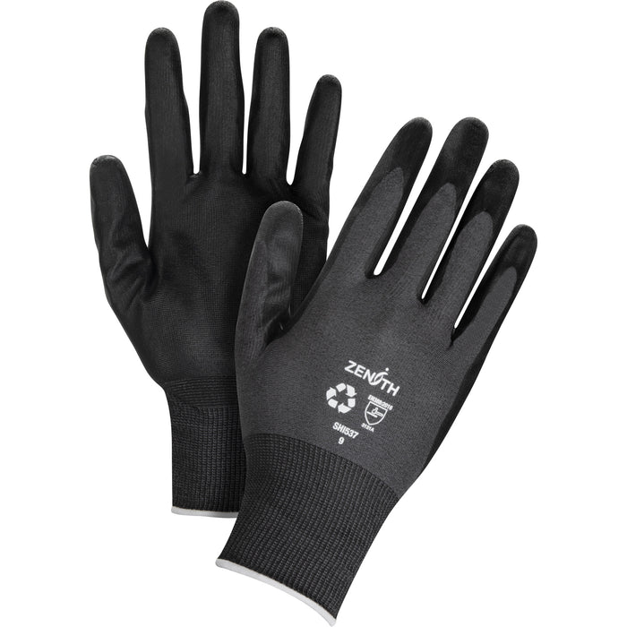 Eco-Friendly Breathable Coated Gloves, 8, Foam Nitrile Coating, 21 Gauge, Nylon/RPET Shell