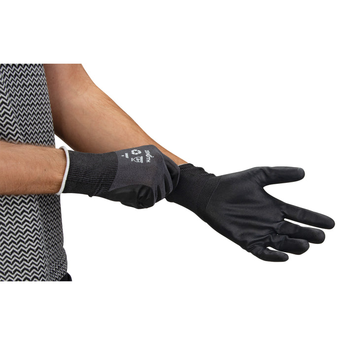 Eco-Friendly Breathable Coated Gloves, 8, Foam Nitrile Coating, 21 Gauge, Nylon/RPET Shell