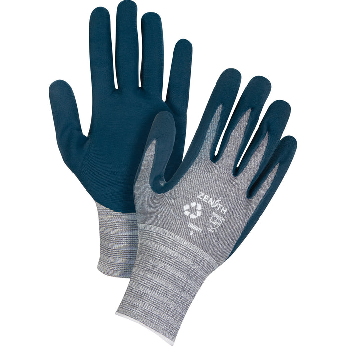Eco-Friendly Lightweight Coated Gloves, 8, Foam Nitrile Coating, 15 Gauge, Polyester/RPET Shell