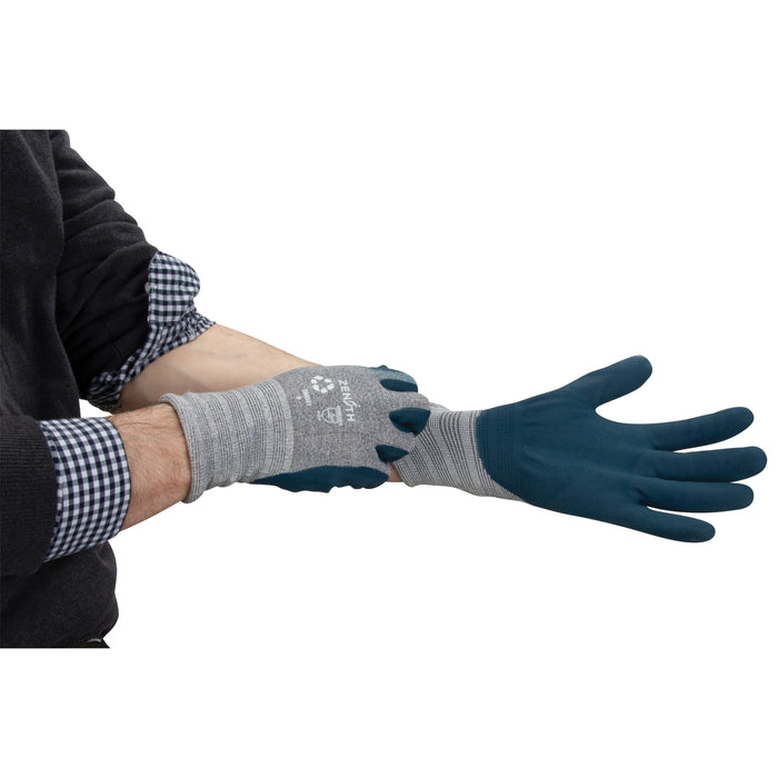 Eco-Friendly Lightweight Coated Gloves, 10, Foam Nitrile Coating, 15 Gauge, Polyester/RPET Shell