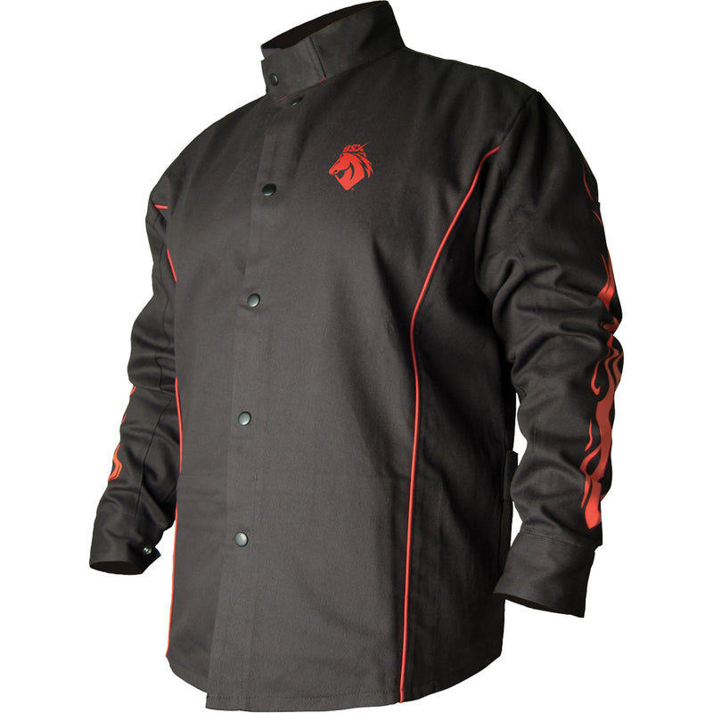 BSX® Contoured FR Welding Jacket, Cotton, Medium, Black