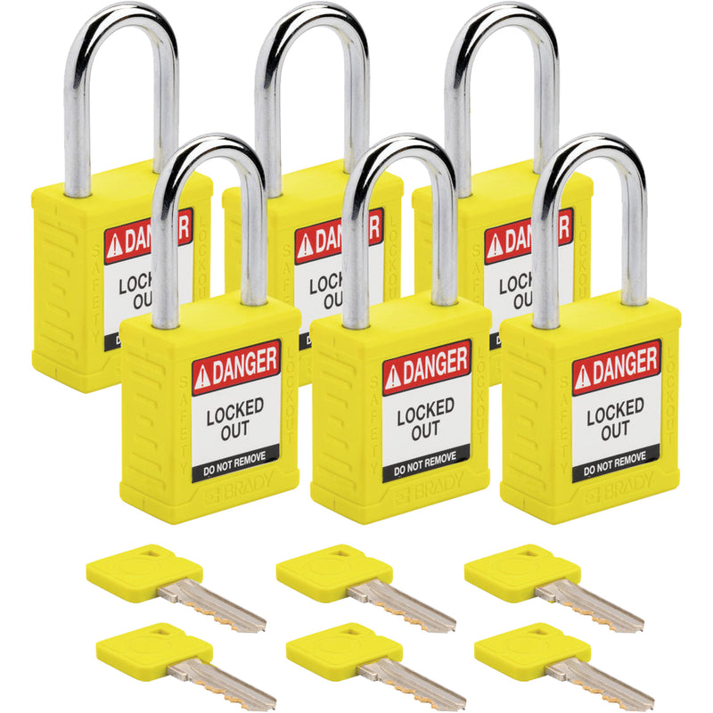 Velocity™ Lockout Padlocks, Yellow, Keyed Alike, Nylon, 1-1/2" Width