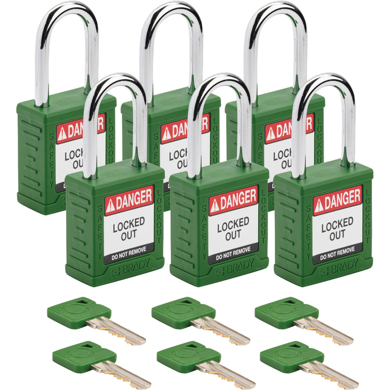 Velocity™ Lockout Padlocks, Green, Keyed Alike, Nylon, 1-1/2" Width